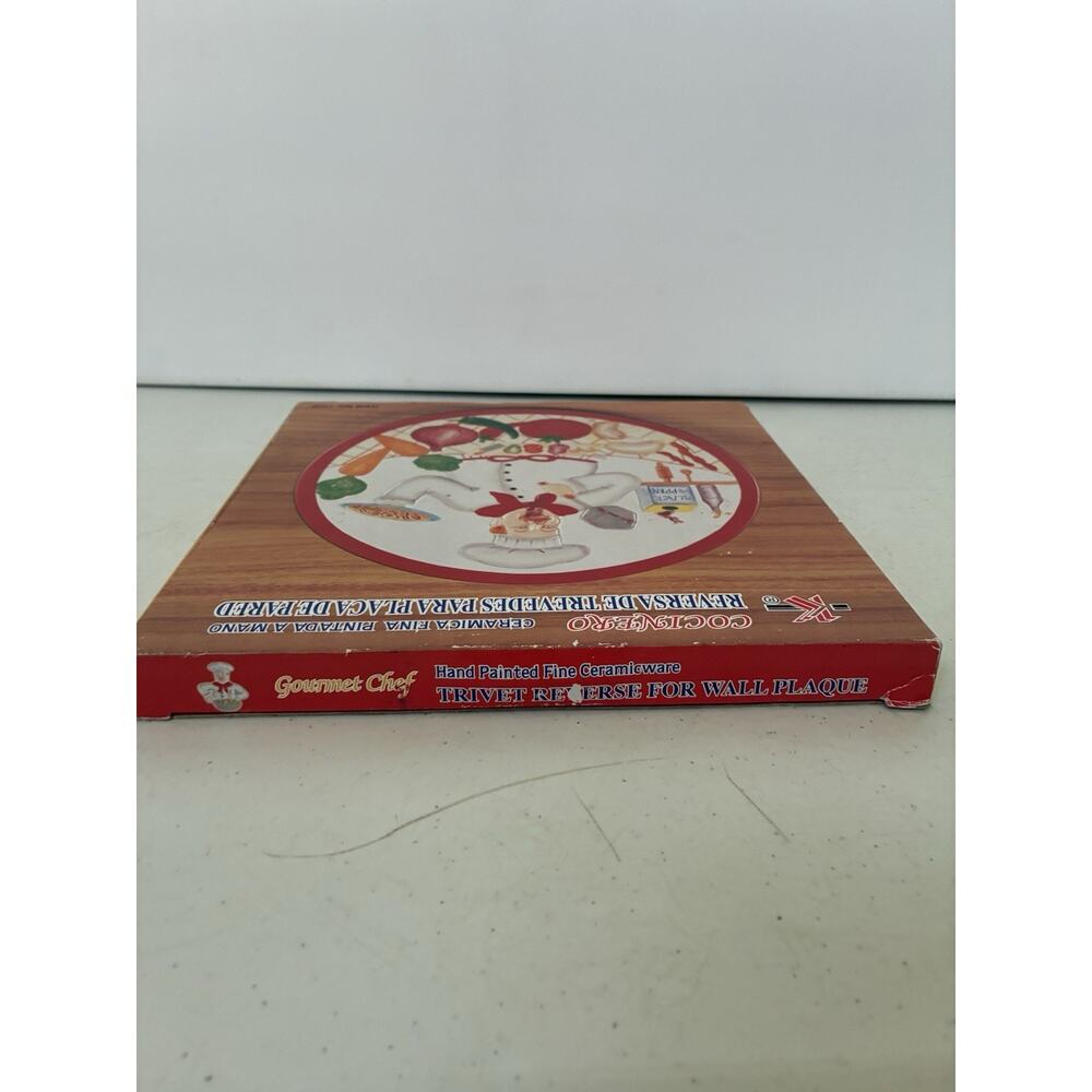 Gourmet Chef Trivet Reverse For Wall Plaque Hand Painted Fine Ceramicware - Picture 7 of 12